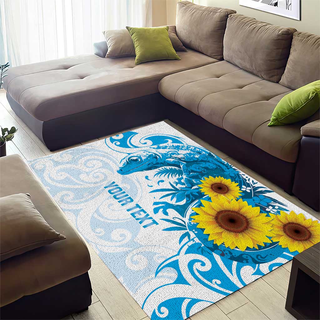New Zealand Autism Awareness Month Area Rug Takiwatanga Maori Lizard With Sunflower