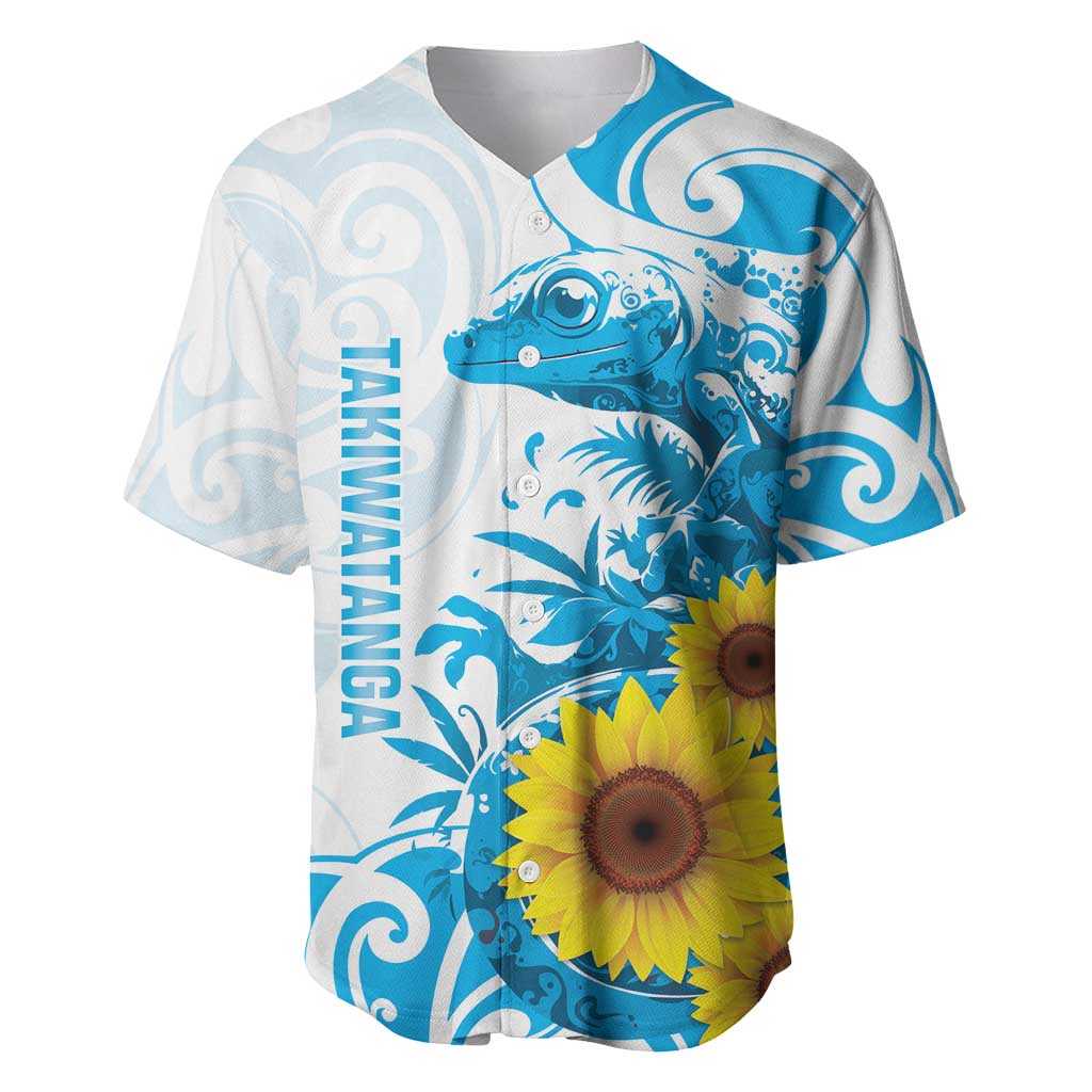 New Zealand Autism Awareness Month Baseball Jersey Takiwatanga Maori Lizard With Sunflower