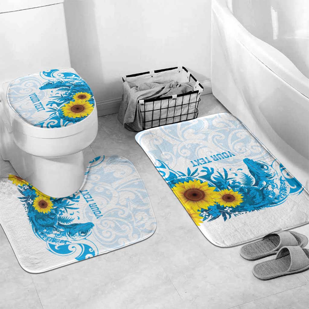 New Zealand Autism Awareness Month Bathroom Set Takiwatanga Maori Lizard With Sunflower - Polynesian Pride