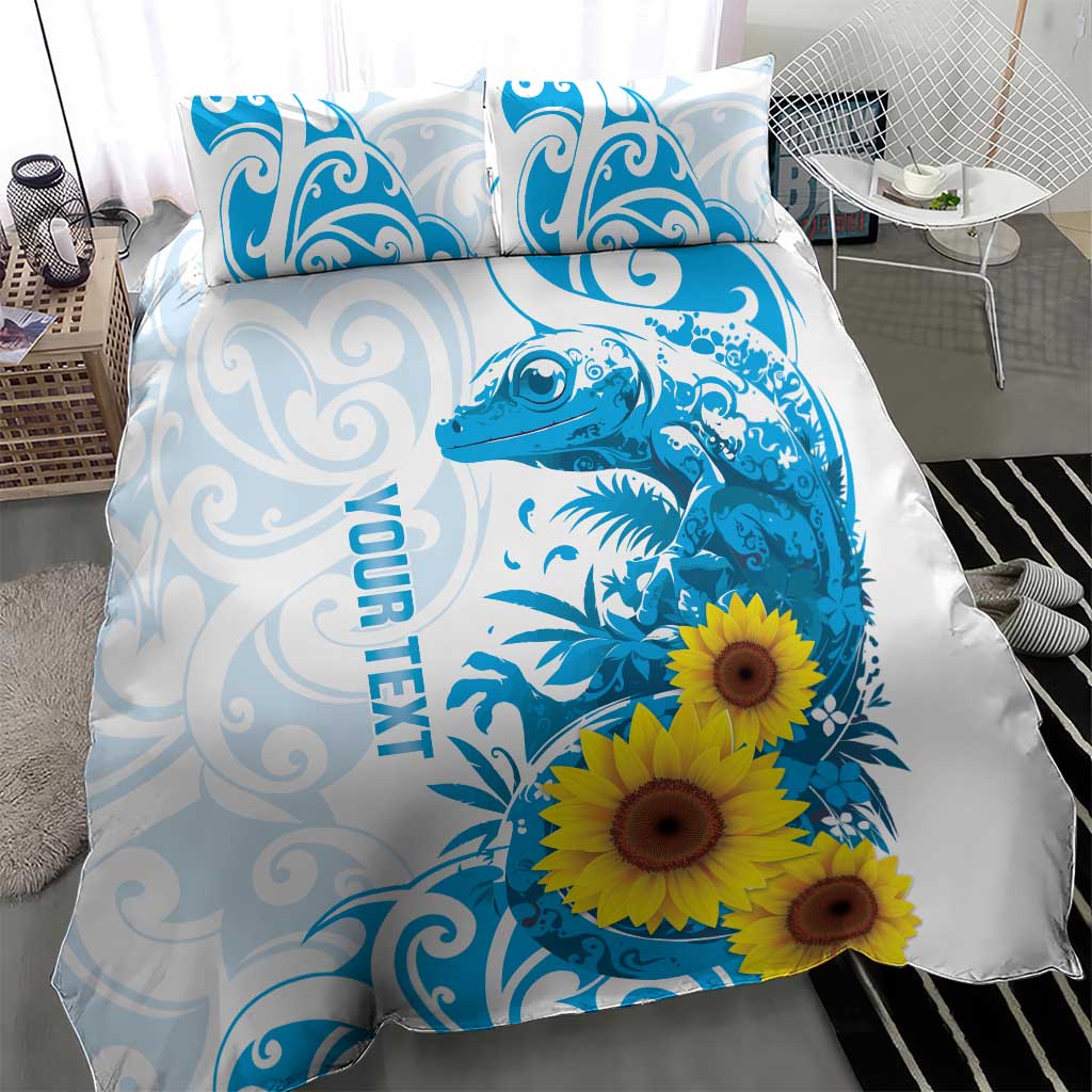 New Zealand Autism Awareness Month Bedding Set Takiwatanga Maori Lizard With Sunflower