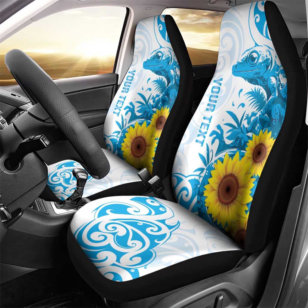 New Zealand Autism Awareness Month Car Seat Cover Takiwatanga Maori Lizard With Sunflower