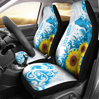 New Zealand Autism Awareness Month Car Seat Cover Takiwatanga Maori Lizard With Sunflower