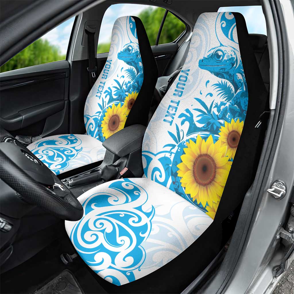 New Zealand Autism Awareness Month Car Seat Cover Takiwatanga Maori Lizard With Sunflower