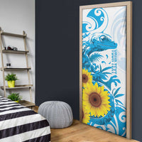 New Zealand Autism Awareness Month Door Cover Takiwatanga Maori Lizard With Sunflower - Polynesian Pride