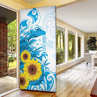 New Zealand Autism Awareness Month Door Cover Takiwatanga Maori Lizard With Sunflower - Polynesian Pride