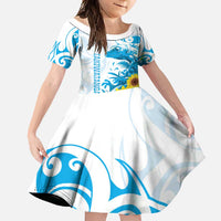 New Zealand Autism Awareness Month Family Matching Off Shoulder Maxi Dress and Hawaiian Shirt Takiwatanga Maori Lizard With Sunflower