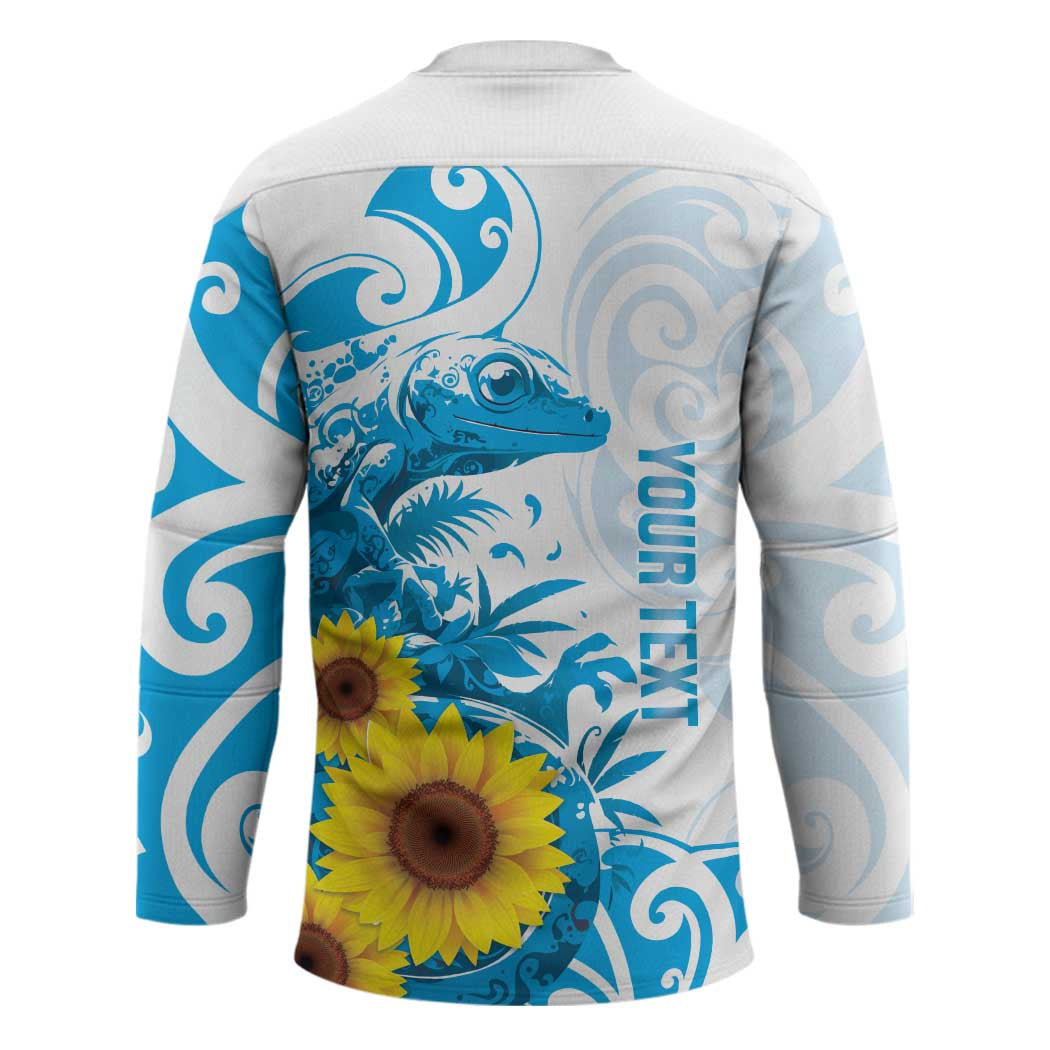New Zealand Autism Awareness Month Hockey Jersey Takiwatanga Maori Lizard With Sunflower - Polynesian Pride