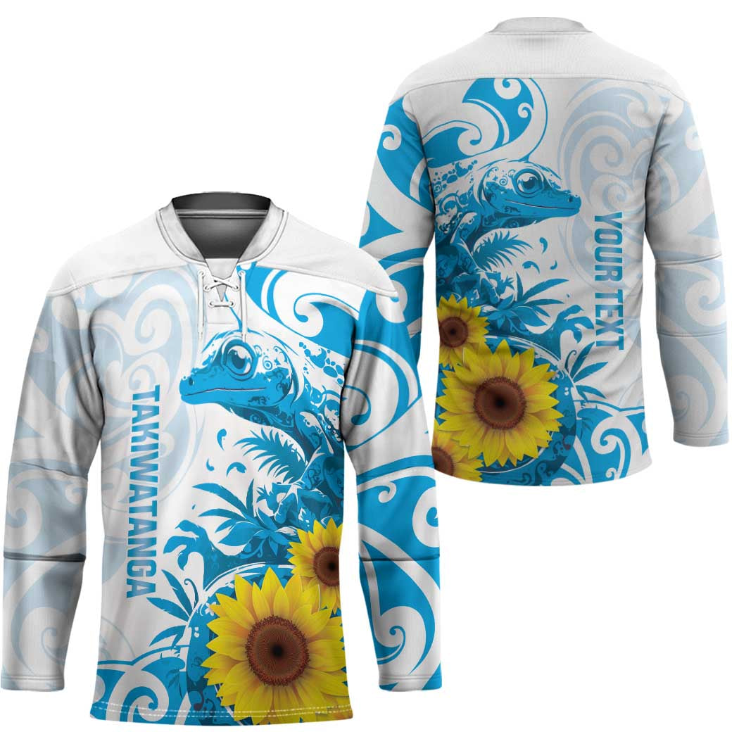 New Zealand Autism Awareness Month Hockey Jersey Takiwatanga Maori Lizard With Sunflower - Polynesian Pride