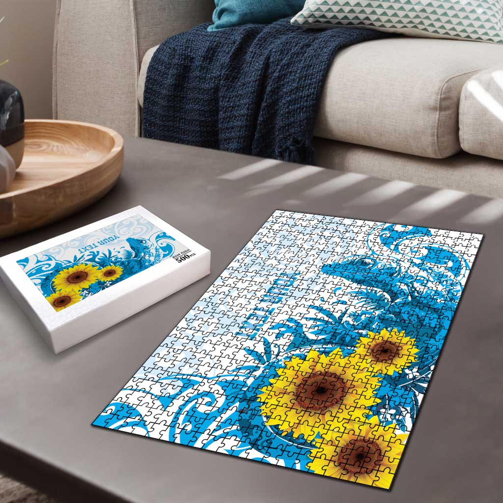 New Zealand Autism Awareness Month Puzzle Takiwatanga Maori Lizard With Sunflower - Polynesian Pride