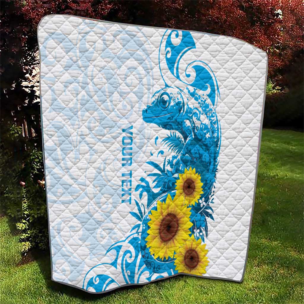 New Zealand Autism Awareness Month Quilt Takiwatanga Maori Lizard With Sunflower