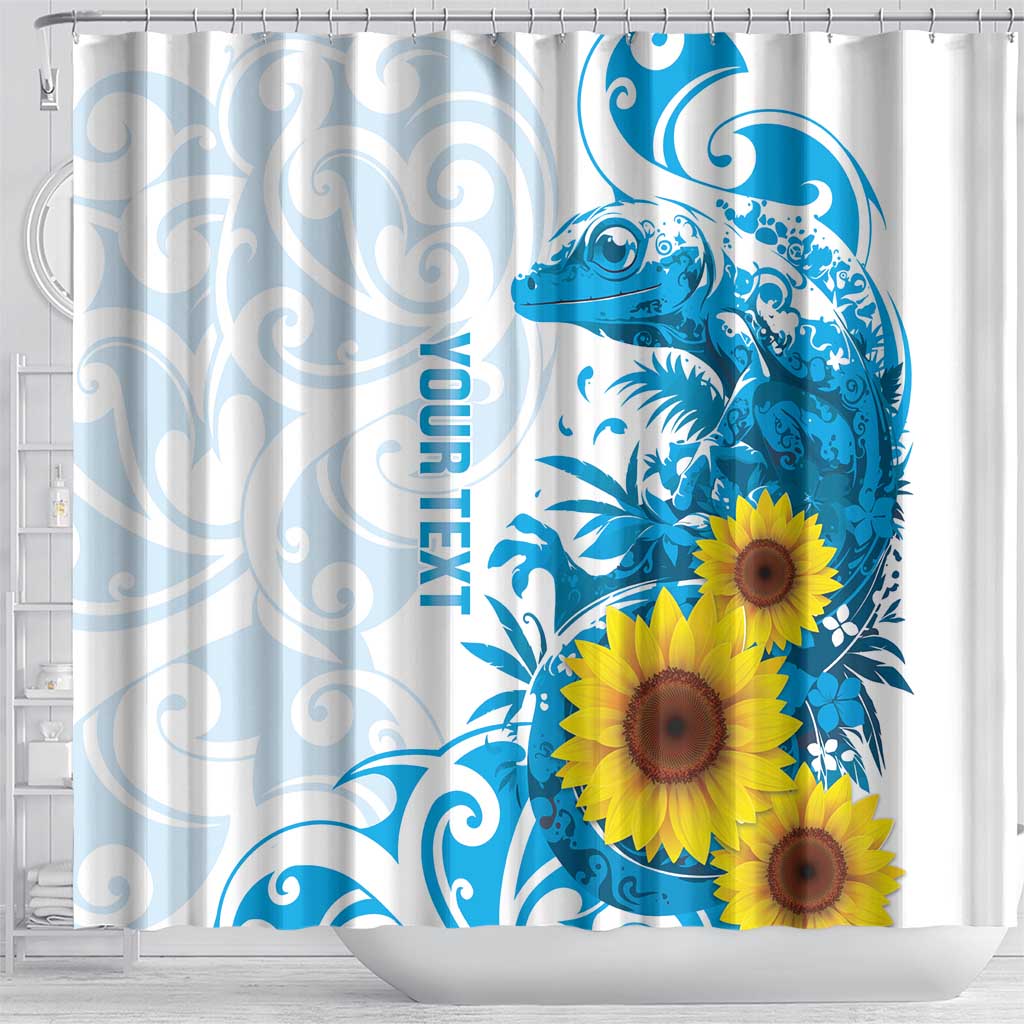 New Zealand Autism Awareness Month Shower Curtain Takiwatanga Maori Lizard With Sunflower