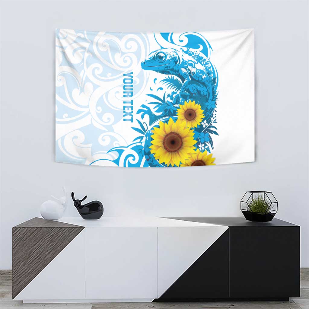 New Zealand Autism Awareness Month Tapestry Takiwatanga Maori Lizard With Sunflower