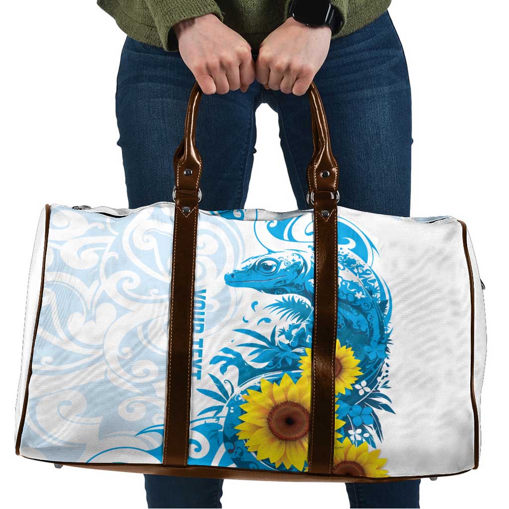 New Zealand Autism Awareness Month Travel Bag Takiwatanga Maori Lizard With Sunflower - Polynesian Pride