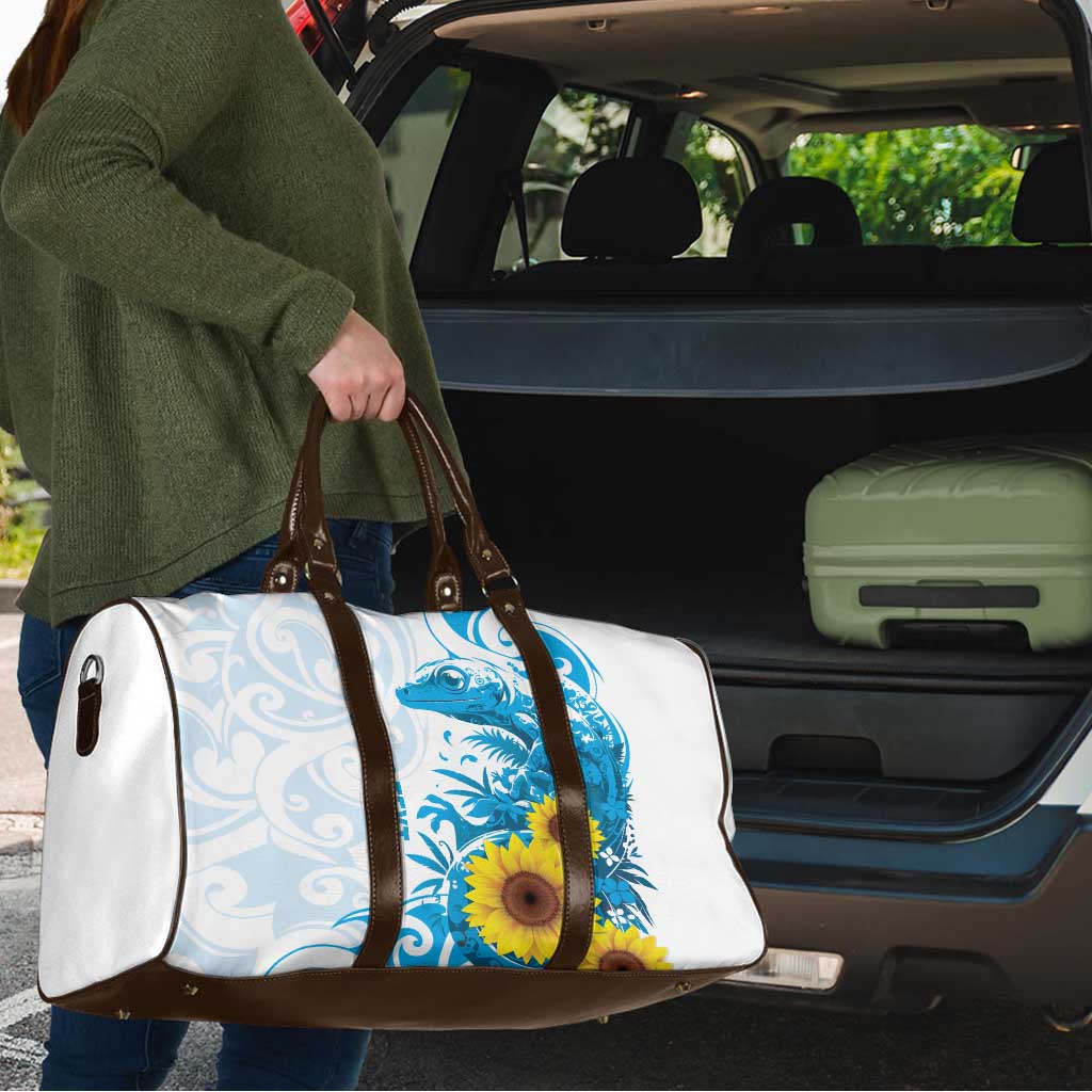 New Zealand Autism Awareness Month Travel Bag Takiwatanga Maori Lizard With Sunflower - Polynesian Pride