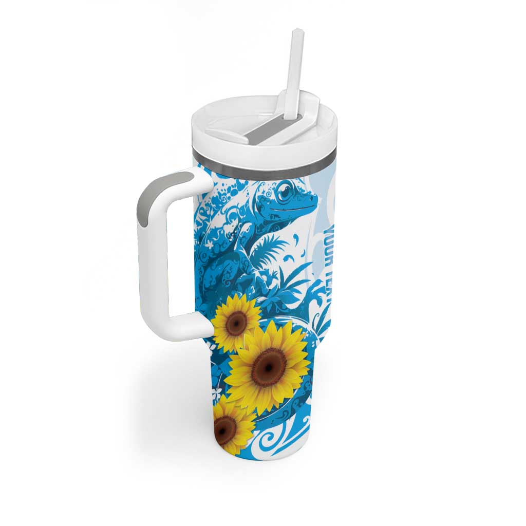 New Zealand Autism Awareness Month Tumbler With Handle Takiwatanga Maori Lizard With Sunflower