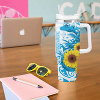 New Zealand Autism Awareness Month Tumbler With Handle Takiwatanga Maori Lizard With Sunflower