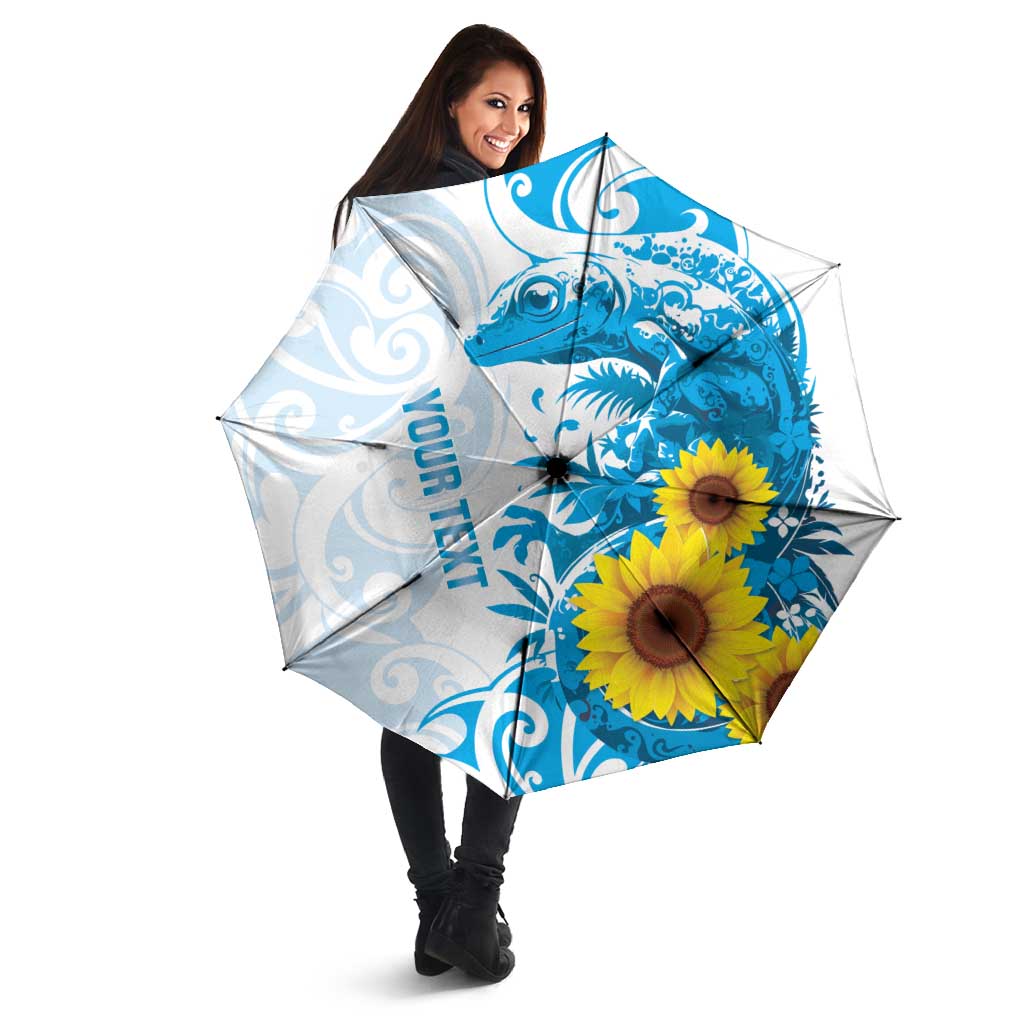 New Zealand Autism Awareness Month Umbrella Takiwatanga Maori Lizard With Sunflower - Polynesian Pride