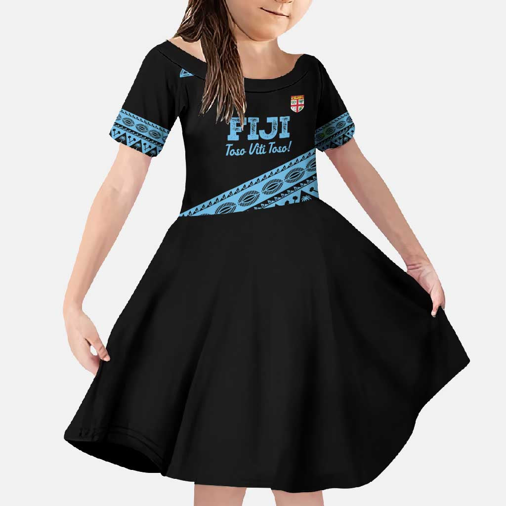 Fiji Rugby 2025 Custom Family Matching Long Sleeve Bodycon Dress and Hawaiian Shirt Fijian Tapa Toso Viti Toso - Black