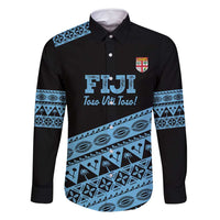 Fiji Rugby 2025 Custom Family Matching Tank Maxi Dress and Hawaiian Shirt Fijian Tapa Toso Viti Toso - Black