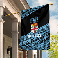 Fiji Rugby 2025 Custom Garden Flag Fijian Tapa Toso Viti Toso - Black