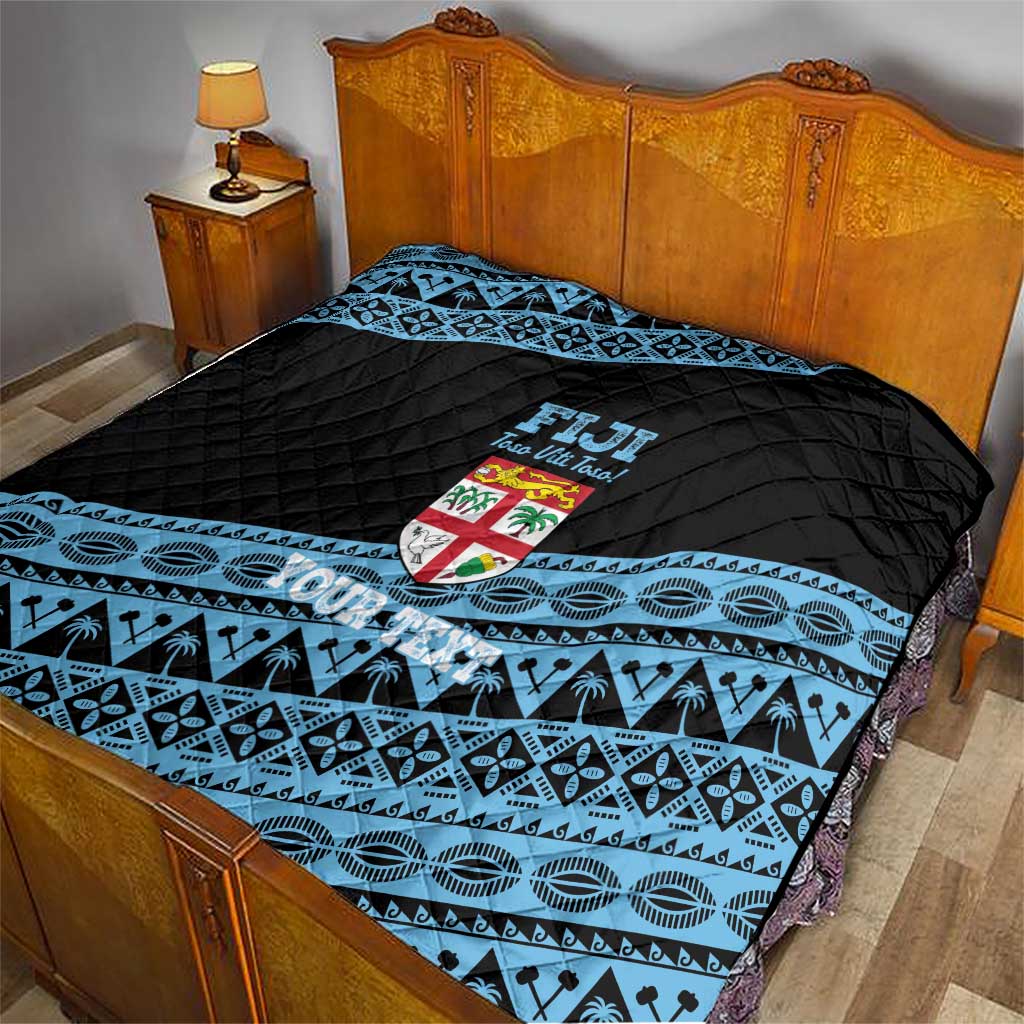 Fiji Rugby 2025 Custom Quilt Fijian Tapa Toso Viti Toso - Black