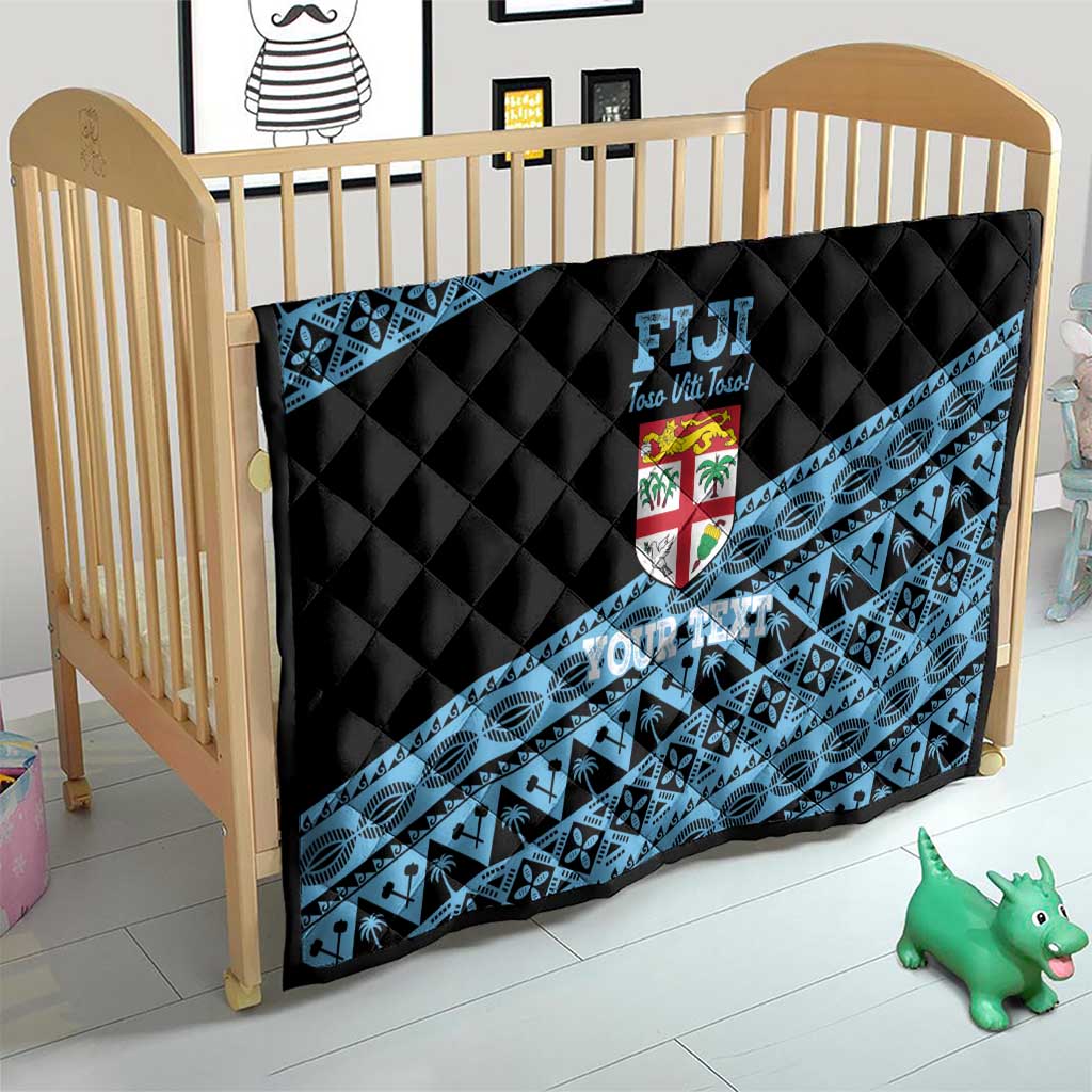Fiji Rugby 2025 Custom Quilt Fijian Tapa Toso Viti Toso - Black