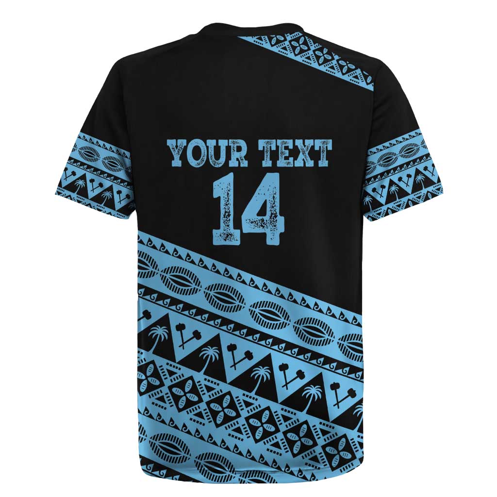 Fiji Rugby 2025 Custom Rugby Jersey Fijian Tapa Toso Viti Toso - Black