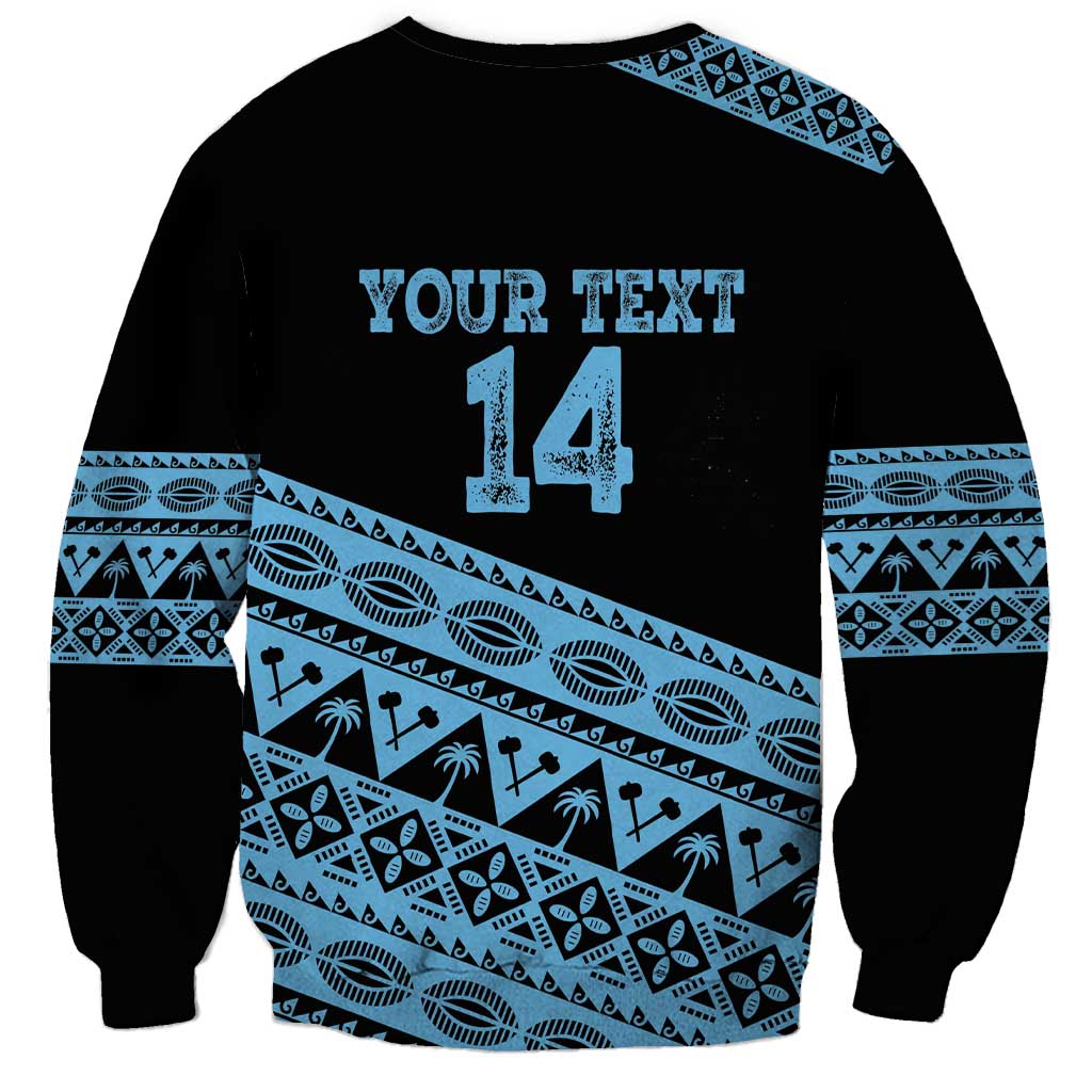 Fiji Rugby 2025 Custom Sweatshirt Fijian Tapa Toso Viti Toso - Black