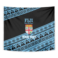 Fiji Rugby 2025 Custom Tapestry Fijian Tapa Toso Viti Toso - Black