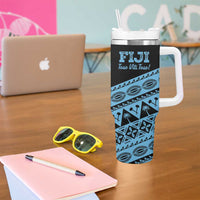 Fiji Rugby 2025 Custom Tumbler With Handle Fijian Tapa Toso Viti Toso - Black LT14 - Polynesian Pride