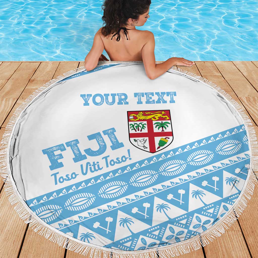 Fiji Rugby 2025 Custom Beach Blanket Fijian Tapa Toso Viti Toso - White