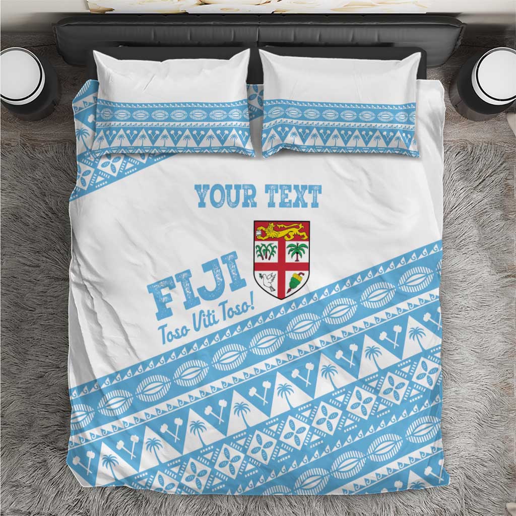 Fiji Rugby 2025 Custom Bedding Set Fijian Tapa Toso Viti Toso - White
