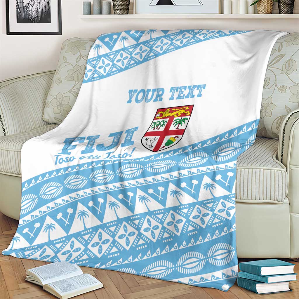 Fiji Rugby 2025 Custom Blanket Fijian Tapa Toso Viti Toso - White