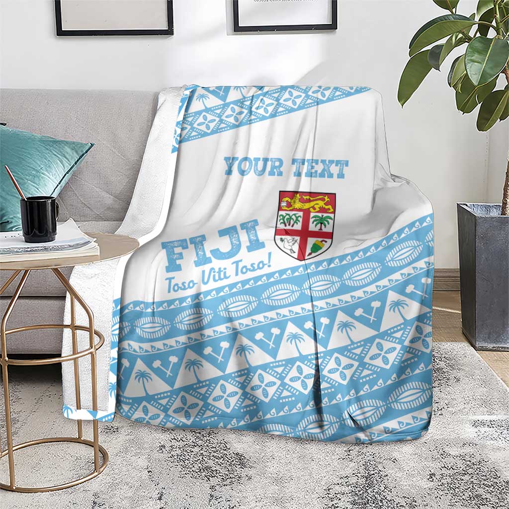 Fiji Rugby 2025 Custom Blanket Fijian Tapa Toso Viti Toso - White