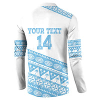 Fiji Rugby 2025 Custom Button Sweatshirt Fijian Tapa Toso Viti Toso - White