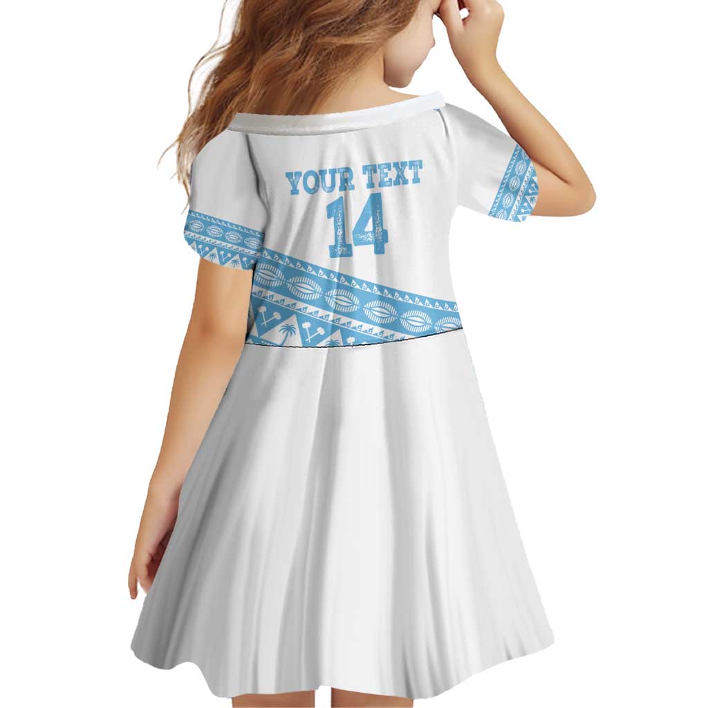 Fiji Rugby 2025 Custom Family Matching Off Shoulder Short Dress and Hawaiian Shirt Fijian Tapa Toso Viti Toso - White