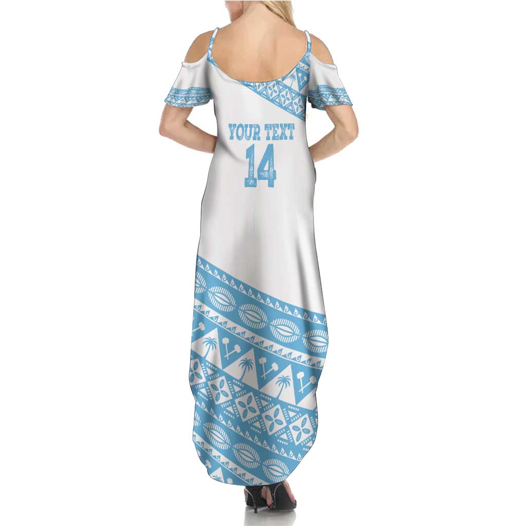 Fiji Rugby 2025 Custom Family Matching Summer Maxi Dress and Hawaiian Shirt Fijian Tapa Toso Viti Toso - White