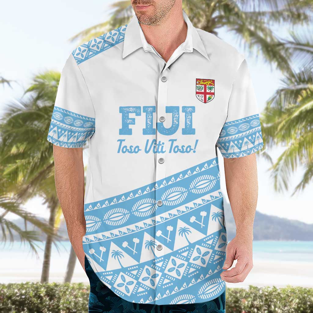 Fiji Rugby 2025 Custom Hawaiian Shirt Fijian Tapa Toso Viti Toso - White
