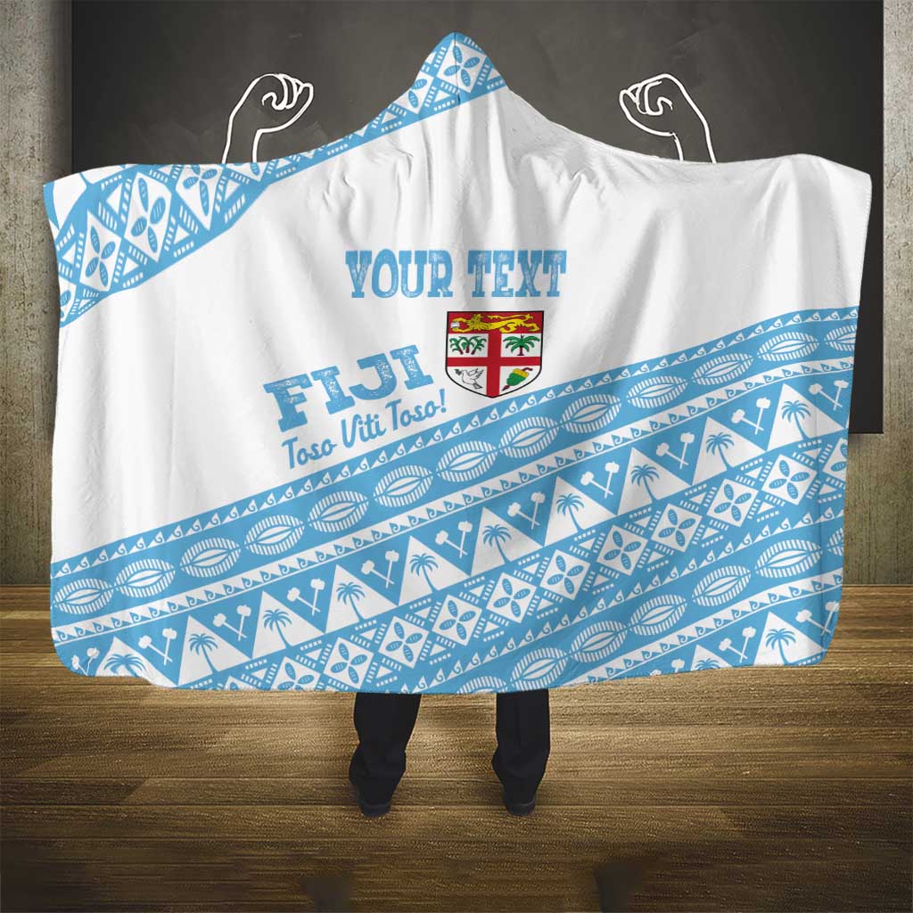 Fiji Rugby 2025 Custom Hooded Blanket Fijian Tapa Toso Viti Toso - White