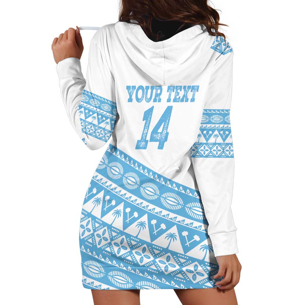 Fiji Rugby 2025 Custom Hoodie Dress Fijian Tapa Toso Viti Toso - White