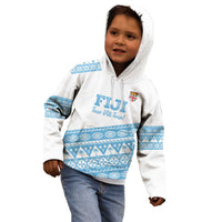 Fiji Rugby 2025 Custom Kid Hoodie Fijian Tapa Toso Viti Toso - White