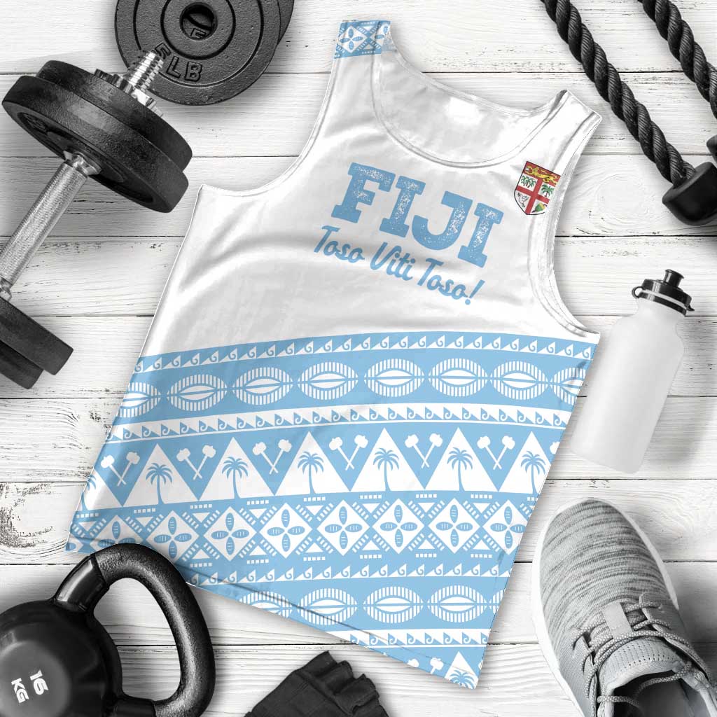 Fiji Rugby 2025 Custom Men Tank Top Fijian Tapa Toso Viti Toso - White
