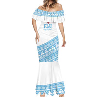 Fiji Rugby 2025 Custom Mermaid Dress Fijian Tapa Toso Viti Toso - White