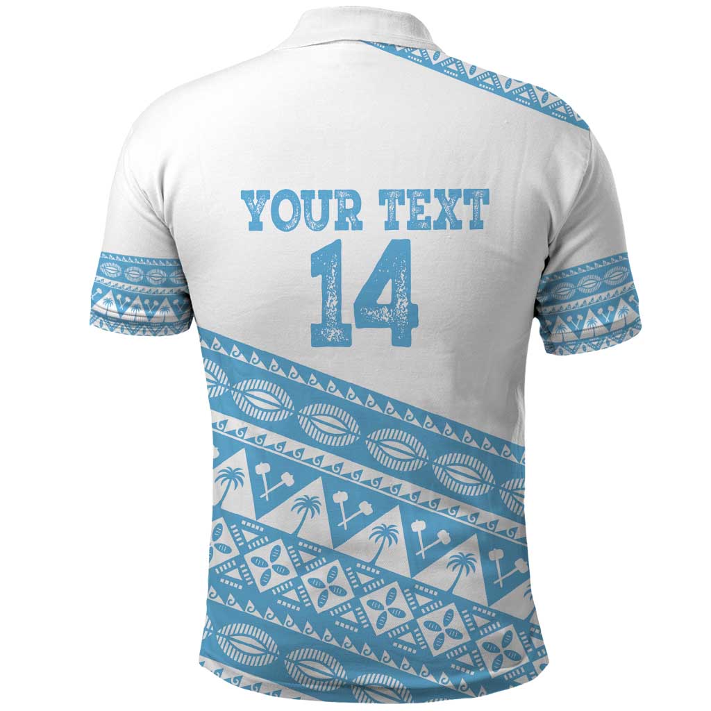Fiji Rugby 2025 Custom Polo Shirt Fijian Tapa Toso Viti Toso - White