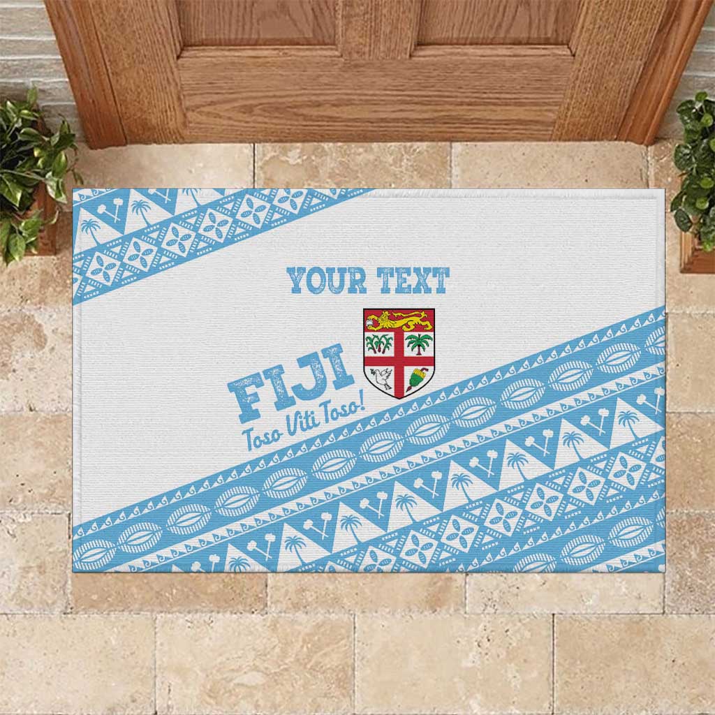 Fiji Rugby 2025 Custom Rubber Doormat Fijian Tapa Toso Viti Toso - White