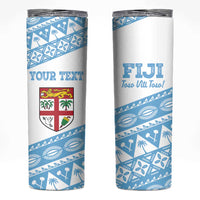 Fiji Rugby 2025 Custom Skinny Tumbler Fijian Tapa Toso Viti Toso - White LT14 White - Polynesian Pride