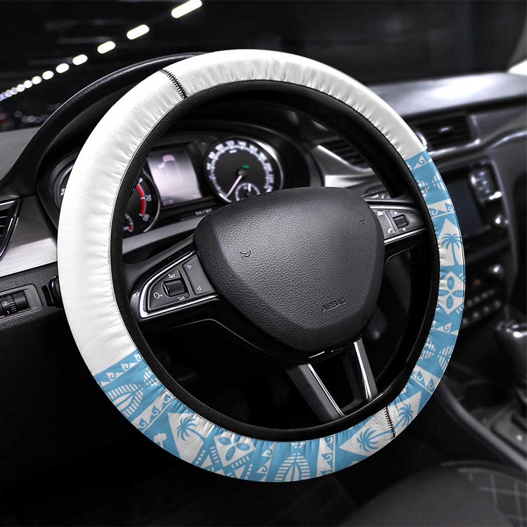 Fiji Rugby 2025 Steering Wheel Cover Fijian Tapa Toso Viti Toso - White