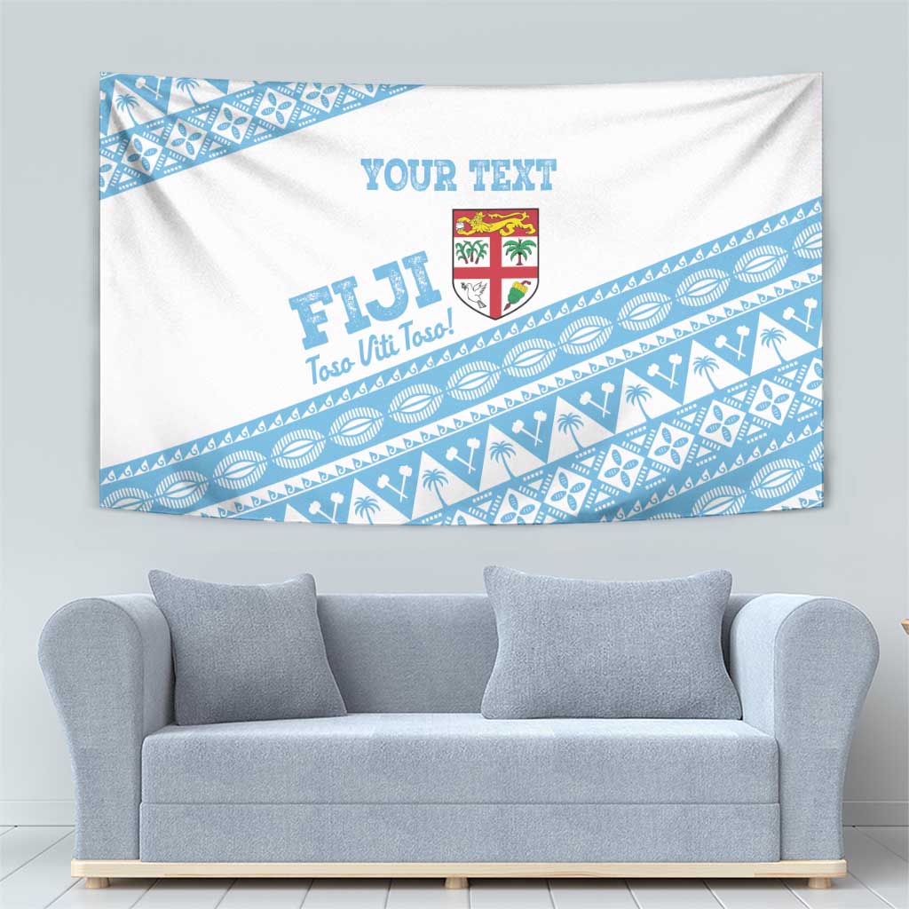 Fiji Rugby 2025 Custom Tapestry Fijian Tapa Toso Viti Toso - White
