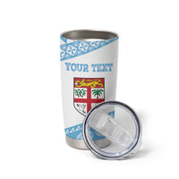 Fiji Rugby 2025 Custom Tumbler Cup Fijian Tapa Toso Viti Toso - White LT14 - Polynesian Pride