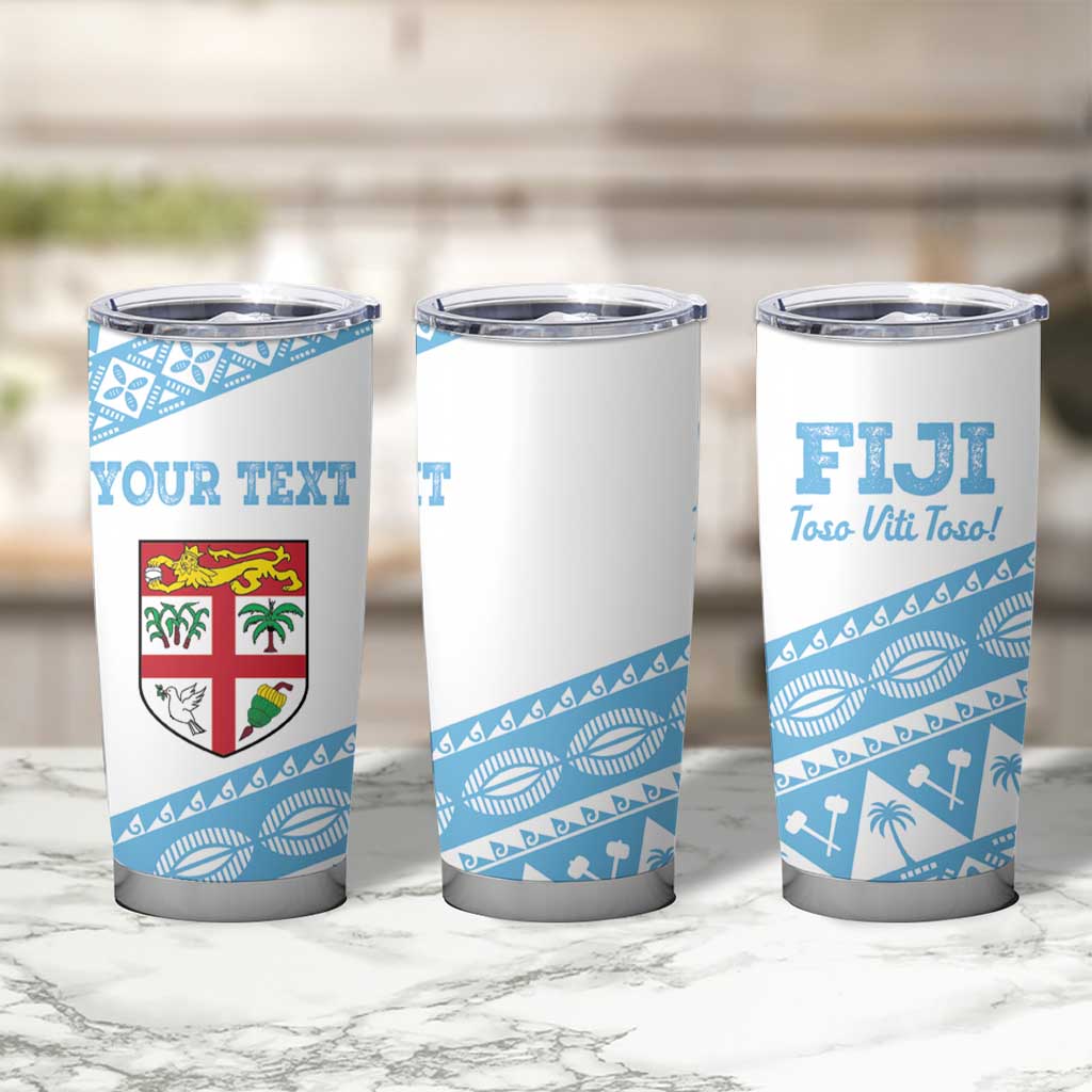 Fiji Rugby 2025 Custom Tumbler Cup Fijian Tapa Toso Viti Toso - White LT14 - Polynesian Pride